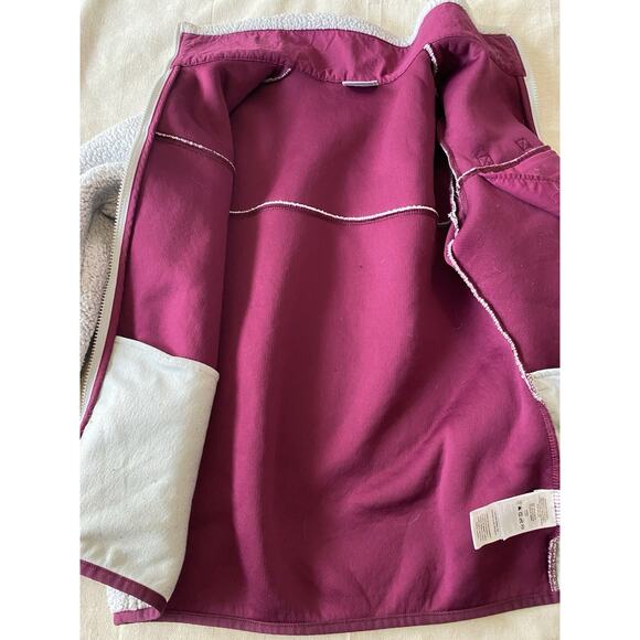 Columbia Fleece Jacket Womens Small Grey Maroon Trim Fuzzy Athletic Sweatshirt - Picture 6 of 14